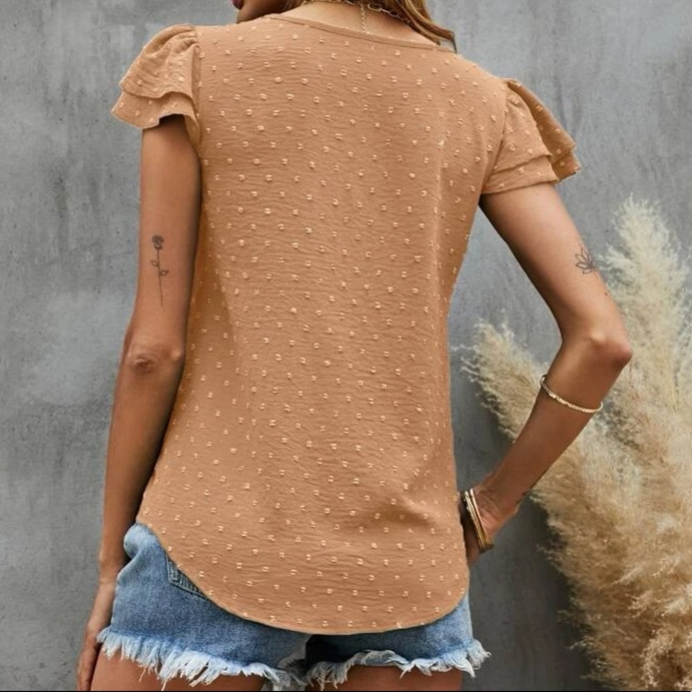 Boho  Swiss Dot Butterfly Sleeve Top - Picture 9 of 15